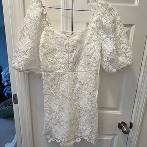 Lucy Paris White Floral Lace Mini Dress